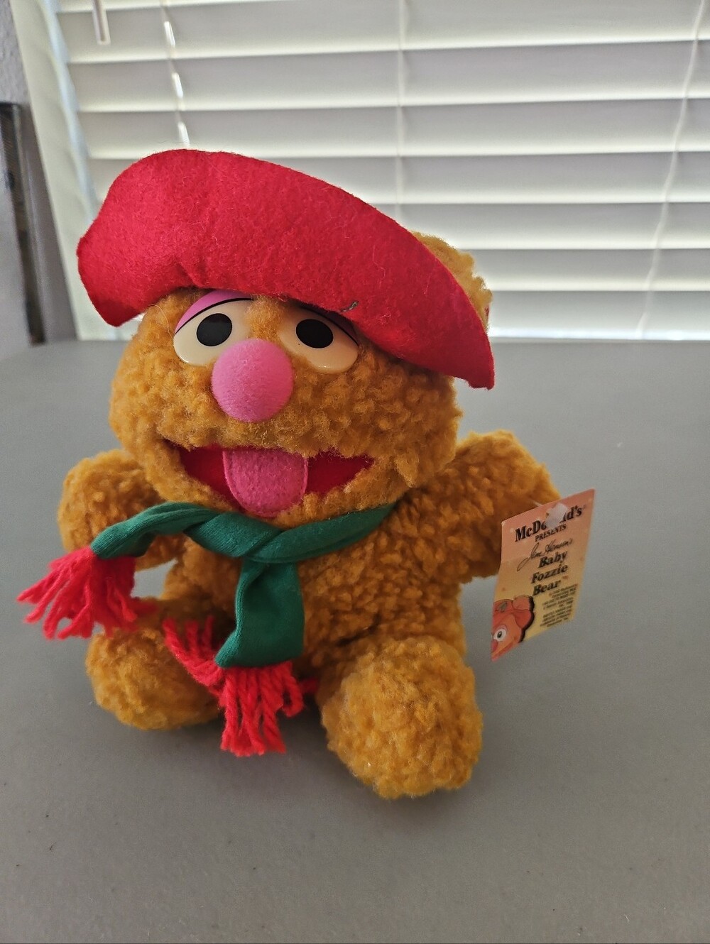 Vintage McDonald's Muppet Babies Baby Fozzie Bear Plush w/ Tag Hat Scarf 1988
